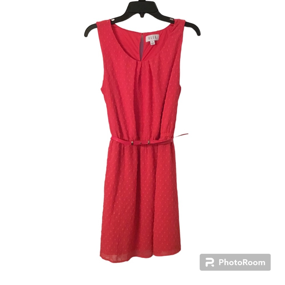 Elle Pink Sleeveless Clip Dot Dress Size 14
